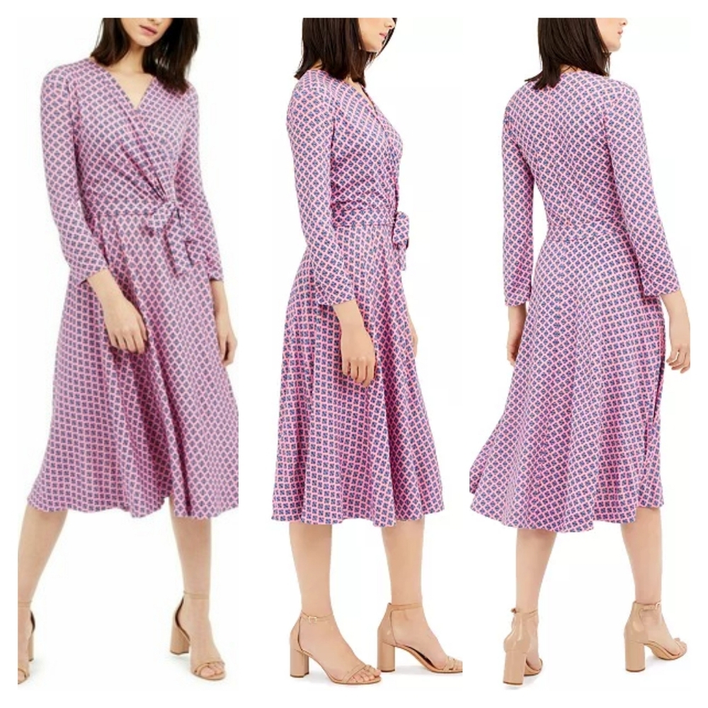Weekend Maxmara Printed Faux Wrap Midi Dress Size XS